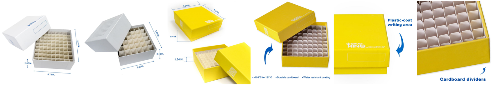 CryoKING 81/100-well 2 inch Cardboard Freezer Box, Fit 0.5mL/1.5/2.0mL Centrifuge Tubes Vials CryoKING 81/100-well 2 inch Cardboard Freezer Box, Fit 0.5mL/1.5/2.0mL Centrifuge Tubes Vials