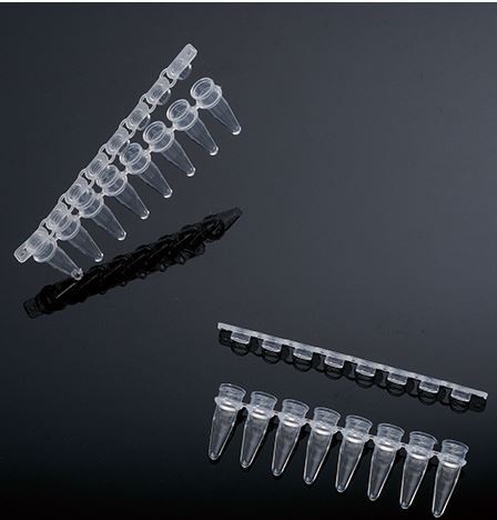 Bahan PP Laboratorium 0.2ml 8 Strip PCR Tubes Flat Cap Dome Cap