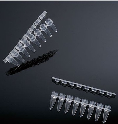 Bahan PP Laboratorium 0.2ml 8 Strip PCR Tubes Flat Cap Dome Cap