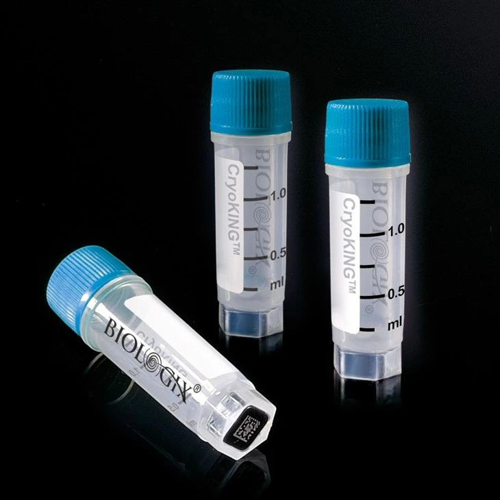 {{0}.5ml 1.0ml 1.5ml Thread Eksternal O-ring Steril Gratis Barcode 2D Dirancang Cocok untuk Botol Kriogenik Penyimpanan Nitrogen Cair
